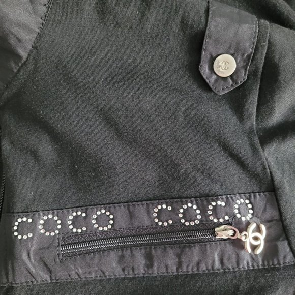 Authentic CHANEL vintage coco logo cotton zip-up blouse black size L (US M) - Picture 5 of 13
